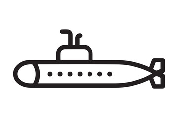 submarine Flat design. one line Icon drawing with white background