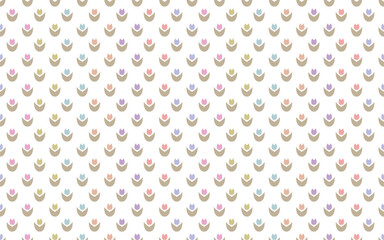 Cute simple Seamless pattern. Colorful vertical floral background with stylized tulip buds in pastel colors. Simplified Country or Cottagecore design for nursery, packaging, web.