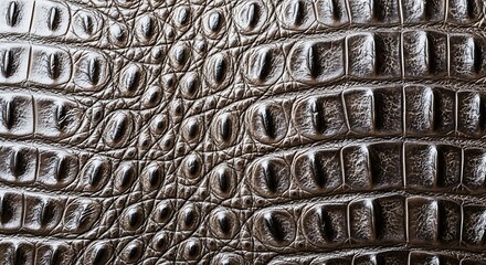 Close up texture of dark grey crocodile skin pattern