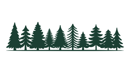 Obraz premium Row of green pine trees silhouette nature forest landscape background element