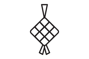 Ketupat line icon. one line Icon drawing with white background