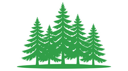 Obraz premium Vibrant green pine trees forest scene silhouette graphic design nature symbol