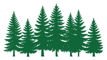 Obraz premium Green evergreen forest silhouette row of pine trees nature graphic element