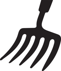 Black Silhouette of a Garden Fork or Pitchfork with Four Tines tool gardening