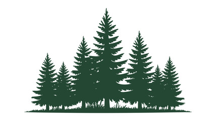 Obraz premium Dark green pine forest silhouette logo design nature landscape outdoors