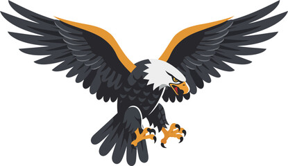 Fototapeta premium Dynamic Illustration of an Eagle with Outspread Wings Expressing Agility and Power in Bold Colors