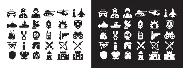 Icons of military items and various ammunition