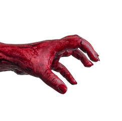 Red hand with blood marks isolated on transparent perfect for Halloween themes