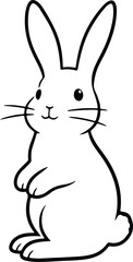 Rabbit in Cartoon: A minimalist cartoon illustration of an adorable rabbit with perky ears and endearing whiskers, standing upright in a playful pose. This image is perfect for those seeking a simple.