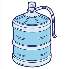 Large plastic jug with blue liquid and a handle. Isolated on a white background