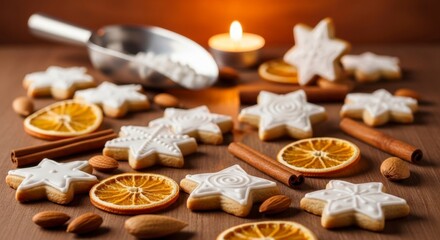 Star-Shaped Cookies with Dried Orange and Cinnamon