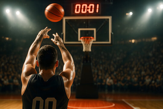 Last-Second Basketball Shot &ndash; Clutch Moment at 00:01 Countdown