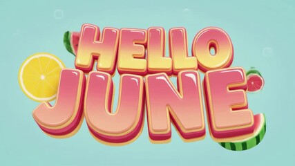 Colorful summer greetings featuring fresh fruit animation for june celebration