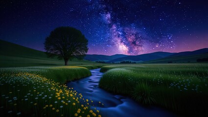 Nights Embrace - A Serene Landscape Under the Milky Way.