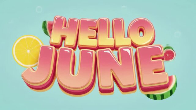 Colorful summer greetings featuring fresh fruit animation for june celebration