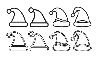 Monochrome Santa Claus Cap Vector Illustrations for Holiday Design