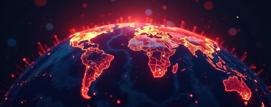 Intricate network of lines on a glowing earth visualizing financial data , investment, network, dashboard