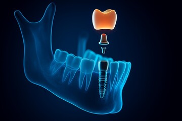 3d illustration of a dental implant being placed into the jawbone