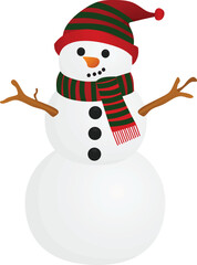 Snowman with hat and scarf. vector illustration