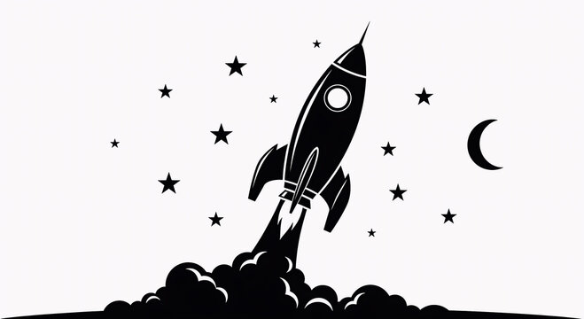 Rocket Launch Space Adventure Starry Sky