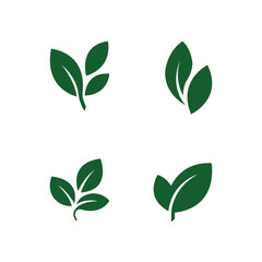 Green Leaf Icon Collection Minimal Eco Plant Nature Symbol Design