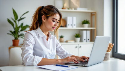 Remote work solutions innovative digital marketing strategies home office visual content bright environment focused perspective