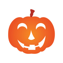 Glowing Halloween Jack O’ Lantern Pumpkin with Carved Scary Face | Spooky Vector Illustration on White Background