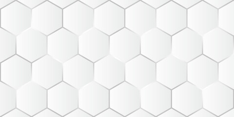 Fototapeta premium White hexagons geometric background, minimal honeycomb pattern wallpaper, vector illustration.