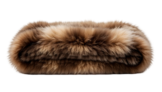 Luxurious fur muff soft and warm winter accessory isolated on white background