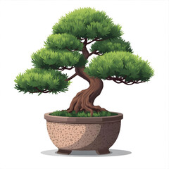 Artistic bonsai tree in textured pot, representing tranquility and nature's beauty indoors.