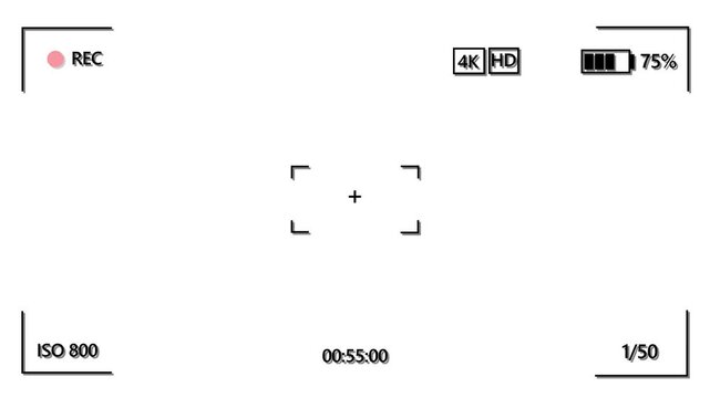 Camera viewfinder set vector.Recorder cam display, viewfinder ui for camera. Video camera focusing screen on grey and transparent background