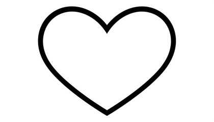 A simple outline of a heart shape, thick black lines with a white background. It is a classic symbol of love and affection