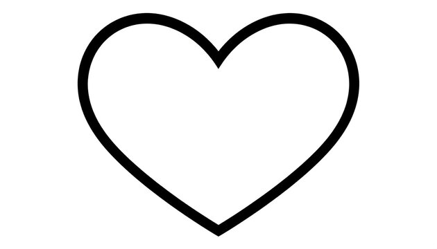 A simple outline of a heart shape, thick black lines with a white background. It is a classic symbol of love and affection