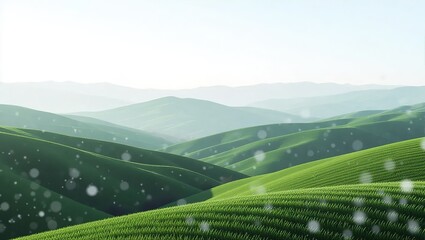 Rolling green hills under a clear sky, a serene landscape.