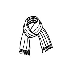 Hand drawn vector illustration of a man wearing a warm winter wool scarf, jacket, and sweater, suitable for fashion or clothing design
