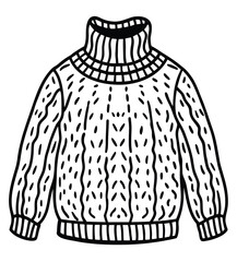 Hand-drawn illustration of a cozy chunky knit mock neck sweater, perfect for autumn and winter fashion