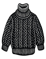 Chunky Knit Mock Neck Sweater Illustration on White Background