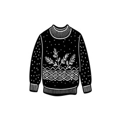 Festive Knitted Winter Sweater with Foliage Pattern A Cozy and Stylish Garment