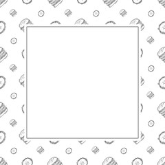 Burger frame. doodle burger square frame. hand drawn burger frame background. Burger background