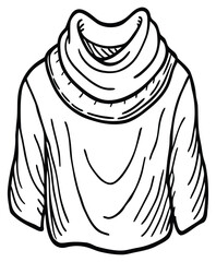 Cowl Neck Sweater Illustration on White Background with Loose Drape