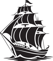 Viking Longship Drakkar with Striped Sail on Rough Ocean Waves