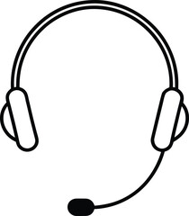 Language Lab Headset Line Art Transparent Background