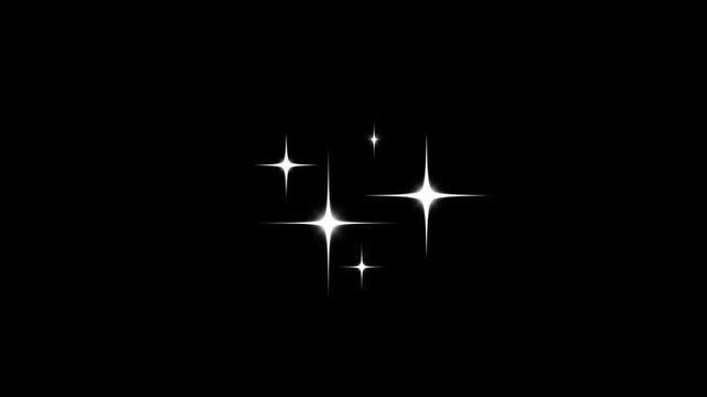 Blinking stars, shinning stars on black screen background, Glow twinkle movement timeline, Sparkle Star animation, flat vector doodles, sparkle glitter light effect, 4K