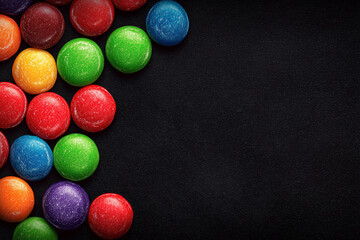 Colorful Candies on Black Background