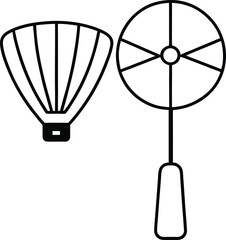 Portable Fan Light Combo Line Art Transparent Background