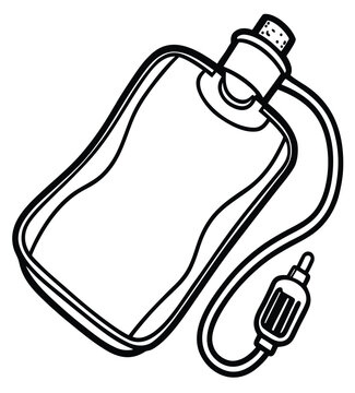 Black and white line drawing of a heated foot pad or mat, depicting an electric foot warmer connected to a plug, designed for use during cold weather