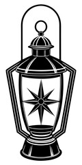 Vintage Hanging Lantern Light Silhouette Vector Icon