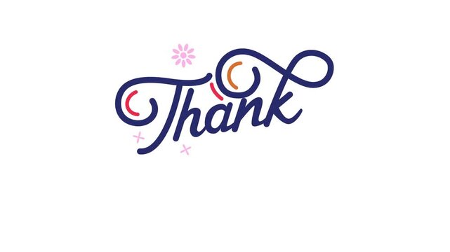 Thank you text animation on white background, Cute Handwritten Thank You Animation, Thank You Text