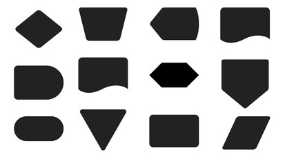 Collection of geometric shapes silhouette isolated on transparent background