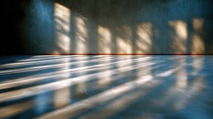 An artistic play of light and shadow casting abstract patterns on a smooth floor, creating a striking visual contrast that evokes contemplation and appreciation for design.